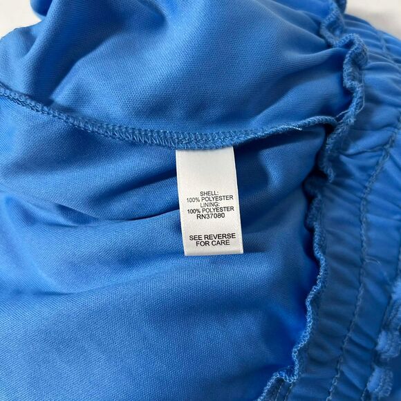 Women’s Dress Size L Blue Long Bell Sleeve Tiered Ruffle Boho Peasant Style - Picture 7 of 7